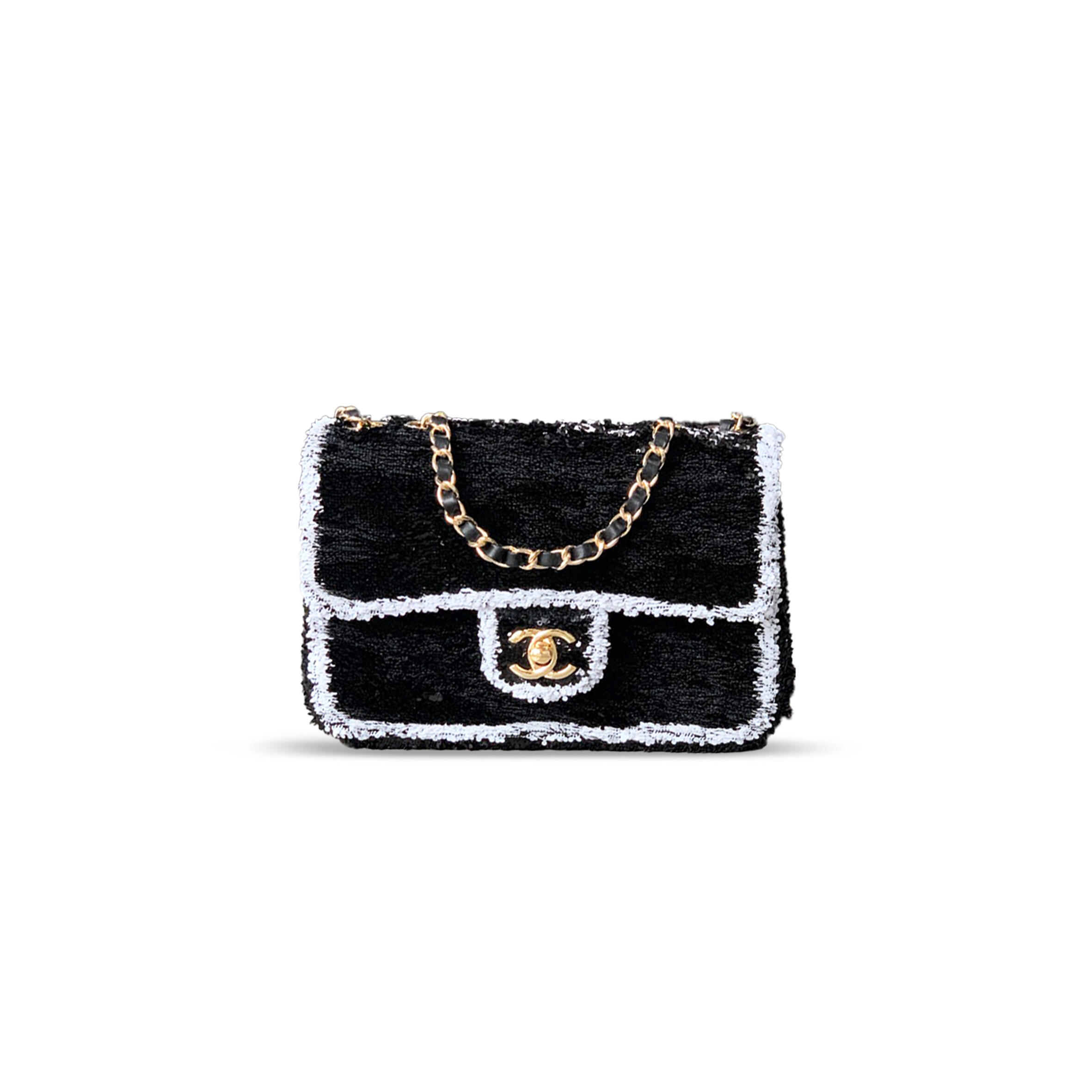 CHANEL MASTER CLASSIC FLAP BAG SEQUINS & GOLD METAL BLACK 296135 (20*13*7cm)